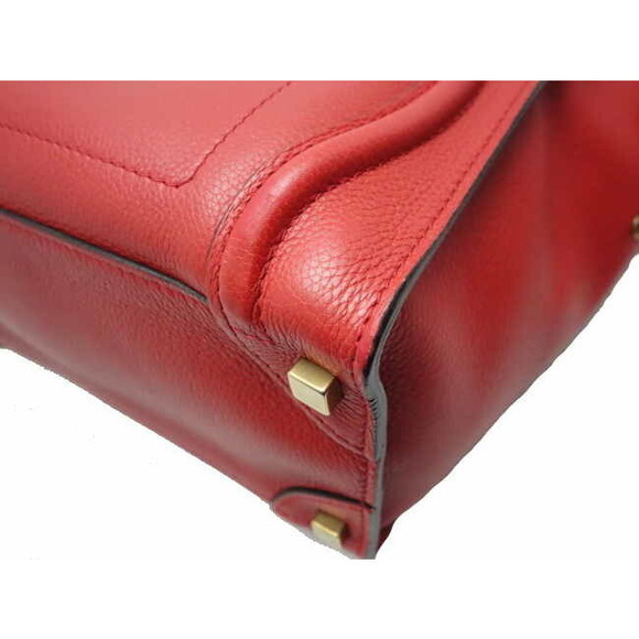 Celine Handbag Luggage Series Micro Shopper Calf Red - Picture 5 of 7
